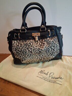 Bradford Exchange Alfred Durante Leopard Faux Fur & Leather Satchel Handbag